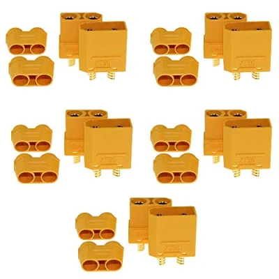 Abbildung von 5 Paar XT90 Bananenstecker männlich weiblich steckverbinder Adapter mit 4 * 10cm schrumpfschlauch