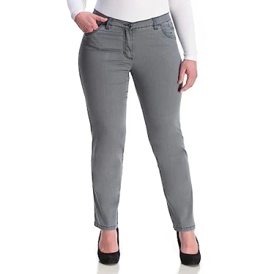 Abbildung von KjBRAND Damen Babsie Jeans Superstretch Hose, Denim Grau, 50 Kurz EU
