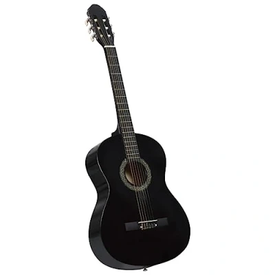 Abbildung von vidaXL Lindenholz Klassikgitarre für Anfänger Amateurmusiker Klassisch Gitarre Konzertgitarre Saiteninstrument Musikinstrument Schwarz 4/4 39&quot;