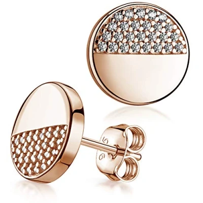 Abbildung von Materia Paar Ohrstecker Damen Ohrringe Rosegold Zirkonia SO 452, Sterlingsilber, vergoldet