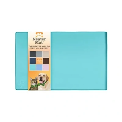 Abbildung von Neater Pet Brands Napfunterlage Hund und Katzen Wasserdicht Silikon Hundenapf Unterlage Futtermatte Schützt Böden vor Futter Wasser (40,6 x 25,5 cm, Aquamarin)