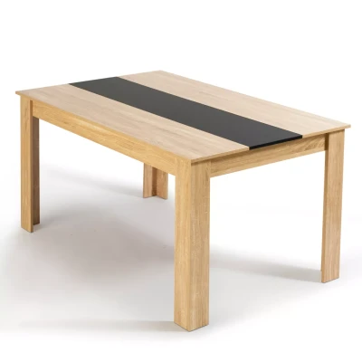 Abbildung von IDMarket Rechteckiger Esstisch Georgia für 6 Personen, Buche Nachbildung und Schwarz, 140 x 90 cm