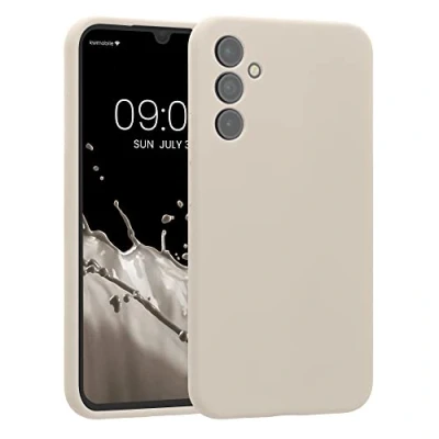 Abbildung von kwmobile Handyhülle kompatibel mit Samsung Galaxy A34 5G Hülle gummierte Handy Case aus Silikon in Creme matt