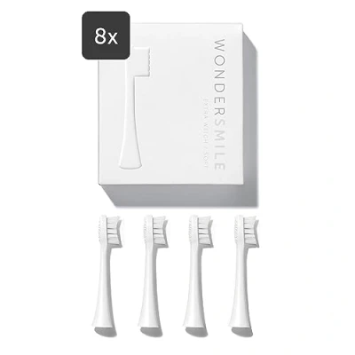 Abbildung von Wondersmile Ersatzbürsten Schallzahnbürste (Soft, All White, 8er Pack) Bürstenköpfe für