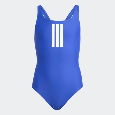 Abbildung von adidas Mädchen 3 Stripes Swimsuit Kids Badeanzug, Cobalt Blue/White,