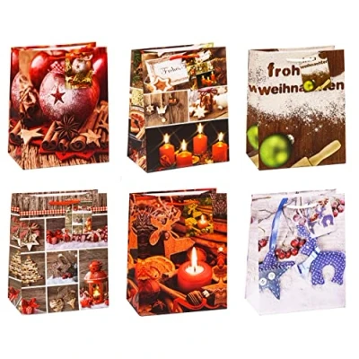 Abbildung von TSI Geschenktüten WEIHNACHTEN SERIE 6, Größe: Mittel (HxBxT 23 x 18 10 cm), 12er Packung, Art. Nr. 87016