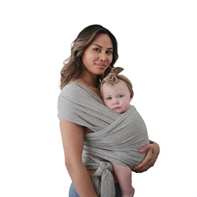 Abbildung von Mushie Tragetuch für Neugeborene &amp; Babys 100% Bio Baumwolle Mit einer integrierten Tasche von 3,6 14,9 kg Atmungsaktiv, um Überhitzung zu vermeiden Gray Melange