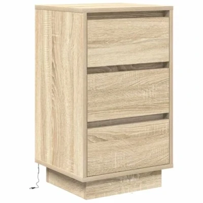 Abbildung von vidaXL Nachttisch mit LED Leuchten Sonoma Eiche 38x34x65 cm, Nachtschrank, Schlafzimmermöbel, Nachtkästchen, Nachtkonsole, Beistelltisch