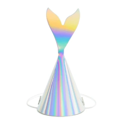 Abbildung von partydeco Papierdekoration, Partyhüte Meerjungfrau Hologramm 18cm pastell blau irisierend 6er Set