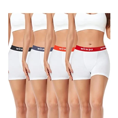 Abbildung von wirarpa Damen Panties Boxershorts Radlerhose Kurze Baumwolle Hosen unter Kleid 3&quot; Schrittlänge Weiß 4er Pack Größe L