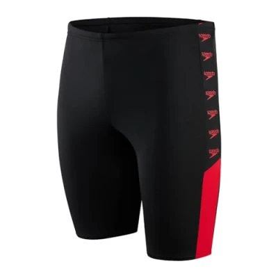 Abbildung von Speedo Herren Boom Logo Splice Badehose, Schwarz/Rot, 1