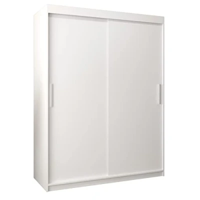 Abbildung von MEBLE KRYSPOL Tokyo 150 Kleiderschrank mit Zwei Schiebetüren für Schlafzimmer moderner Aufbewahrungsschrank Kleiderstange und Regalen 150x200x62cm Mattweiß