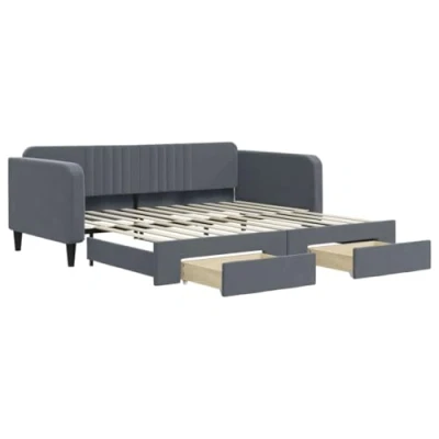 Abbildung von vidaXL Bett Tagesbett Ausziehbar mit Schubladen Dunkelgrau 100x200 cm Samt