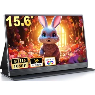 Abbildung von MOMODS Portable Monitor, 15.6 Zoll Tragbarer Mobiler Monitor 1080P FHD IPS FreeSync mit Mini HDMI USB C, Zweitbildschirm für Laptop/PC/Mac/PS5/Xbox