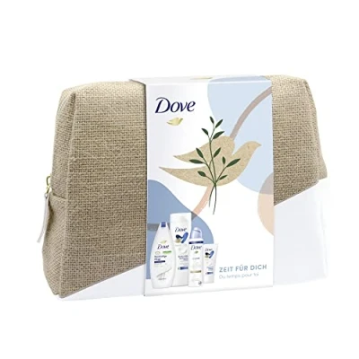 Abbildung von Dove Geschenkset Zeit für dich Geschenkbox mit Pflegedusche, Deodorant, Body Milk, Handcreme und Kulturtasche (250 ml + 150 400 75 ml) 1 Stück, 1.067 liters