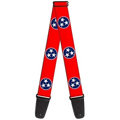 Abbildung von Buckle Down Gitarrengurt Tennessee Flag Stars Rot Weiß Blau 5,1 cm breit