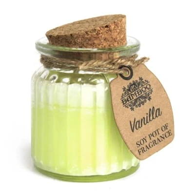 Abbildung von Vanille 100% Sojawachs Kerze im Glas mit Korkdeckel Vegan / Natürlich (Vanille)