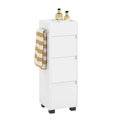 Abbildung von SoBuy Midischrank BZR29 Badezimmerschrank mit 3 Schubladen und 4 Fächern