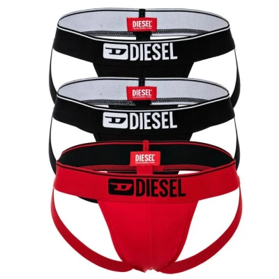 Abbildung von Diesel Jockstarap 3 PACK Slip, Herren, Größe: Large, Black/red