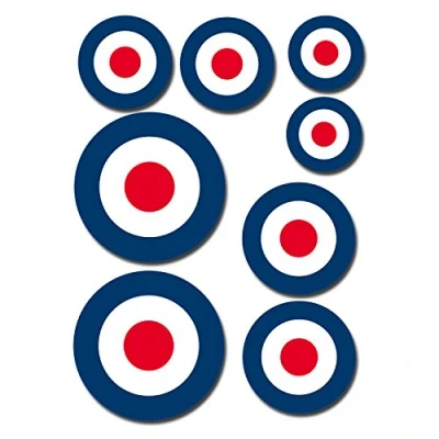 Abbildung von A5 Bogen glänzende Vinyl Aufkleber RAF Roundel The Who Mod Target Vespa #0199 (selbstklebend)