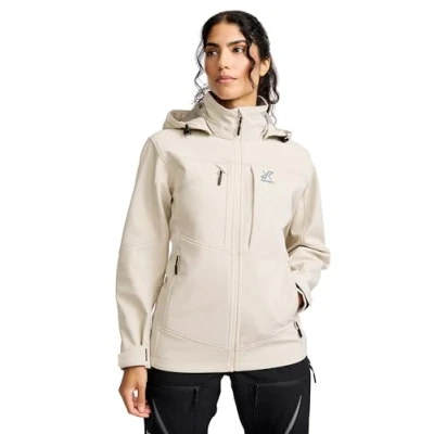 Abbildung von RevolutionRace Hiball Softshell Jacket für Damen, Outdoor Jacke Wandern, Oatmeal, S