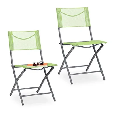 Abbildung von relaxdays Klappstuhl Klappbarer Gartenstuhl 2er Set grün