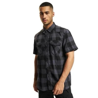 Abbildung von Brandit Checkshirthalfsleeve Hemd, Herren, Größe: 4XL, Blackgrey