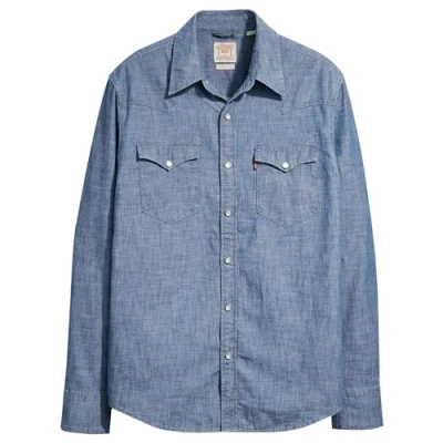 Abbildung von Levi&#039;s Barstow Western Standard Hemd, Herren, Größe: XL, Grant mid blue chambray