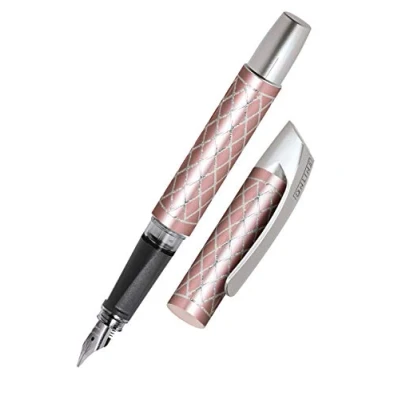 Abbildung von ONLINE Schönschreib Füller Campus Diamond Rose, Kalligrafie Füller, ergonomisches Griffstück, breite Feder 1,8 mm, Standard Tintenpatronen, inkl. Kombipatrone blau, Allergiker geeignet