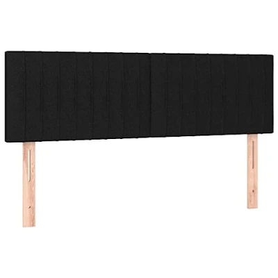 Abbildung von vidaXL Kopfteil 2 STK., Bettkopfteil mit Holzbeinen, Höhenverstellbar Polsterkopfteil für Bett, Betthaupt Bettzubehör Schlafzimmer, Schwarz 72x5x78/88cm Stoff