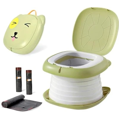 Abbildung von Kinder TöPfchen,Tragbare Klapptoilette FüR Kinder,TöPfchen, Mit 3 Eine Rolle MüLlsäCke Schwarz,Geruchshemmend,Toilettentrainer Kinder,Einfaches Entleeren Abnehmbarem Topf