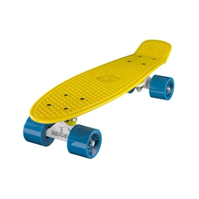 Abbildung von Ridge 22&quot; Mini Cruiser Board Retro Skateboard, komplett ausgerüstet, Limited Edition, Weiß o Schwarze Achsen, völlig in der EU entworfen und hergestellt, WHTTK22 yellow blue, Gelb Blau, 56 cm