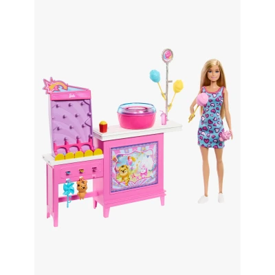 Abbildung von Barbie Mysteries: Beach Detectives“ Malibu“ Puppe und Zuckerwatte Spielstand Spielset mit 20 Zubehörteilen, inklusive Preise ,JFV67