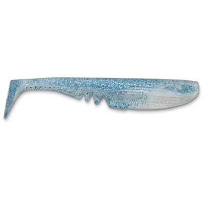 Abbildung von Iron Claw Moby SOFTBAITS Racker Shad, 17 cm 22 cm, 14 Farben, mit Hakenkanal, UV beständiges Material, 100% ungiftig, Made in Germany (BGP Blue Glitter Pearl)