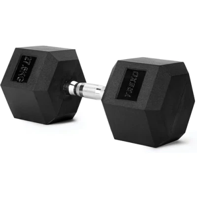 Abbildung von TREXO Hantel 27,5 kg Hexagon Durable gummierte Gusseisen für Krafttraining zu Hause mit ergonomischen Griff stabil und vielseitig Hex