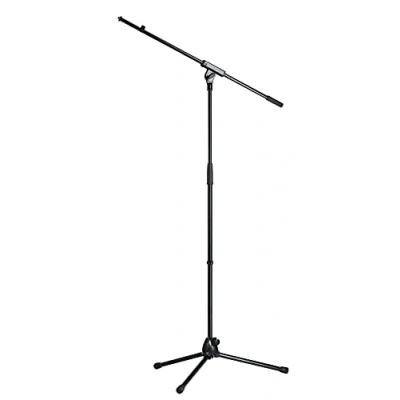 Abbildung von K&amp;M 21070 Mikrofonstativ Schwarz Stahl, Solostativ, Schwenkarm, Zinndruckgusssockel 90 160 cm 3/8“ Gewindeanschluss