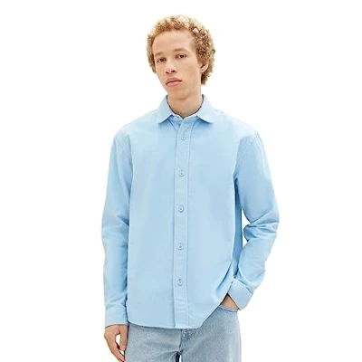 Abbildung von TOM TAILOR Denim Herren 1038809 Relaxed Fit Hemd aus Cord, 32245 washed Out Middle Blue, XS