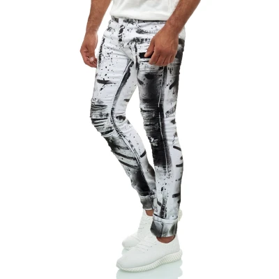 Abbildung von KINGZ Slim fit Jeans, mit ausgefallener Batik Waschung
