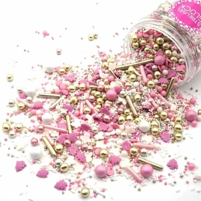 Abbildung von STREUSEL Weihnachten Engelchen 180g rose weiss rosa gold silber GLÜCK bunte Weihnachtsstreusel Zuckerstreusel Sprinkles Christmas Tortendeko Plätzchen verzieren Kuchenstreusel