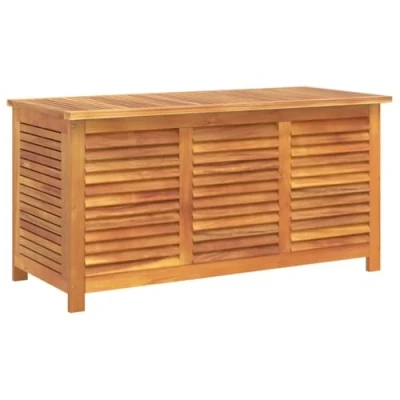 Abbildung von vidaXL Gartenbox mit Lüftungsschlitzen, Gartentruhe viel Stauraum, Auflagenbox wasserfester Innentasche, Beistelltisch Kissenbox, Massivholz Akazie