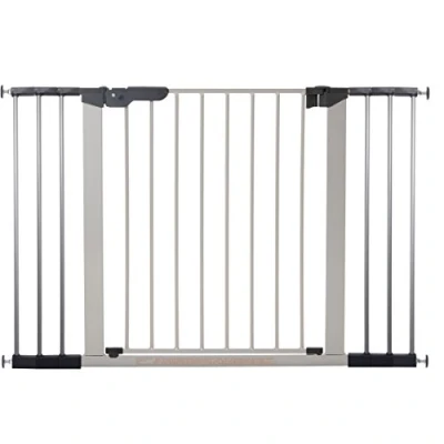 Abbildung von BabyDan Premier, extra breites Treppenschutzgitter zum Klemmen, 112 119,3 cm, Türschutzgitter/Absperrgitter/Babygitter/Sicherheitsgitter, Metall, Silber/Schwarz, Hergestellt in Dänemark (Hundegitter)