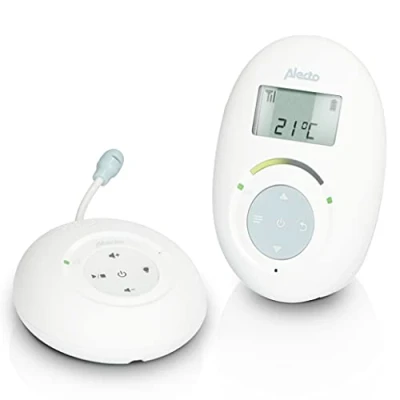 Abbildung von Alecto DBX120 Babyphone Audio DECT sichere und störungsfreie Verbindung Gegensprechfunktion 5 Schlaflieder VOX Funktion strahlungsarm weiß/blau