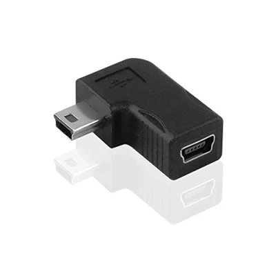 Abbildung von BestPlug 2.0 USB Adapter Verbindungsstück flach, Mini B Stecker männlich auf Buchse Kupplung weiblich 90 abgewinkelt, High Speed, Schwarz
