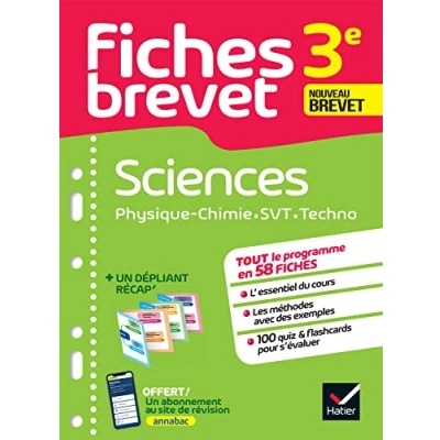 Abbildung von fiches Brevet Sciences 3e (Physique Chimie, SVT, Technologie) 2025: tout le programme en de révision détachables