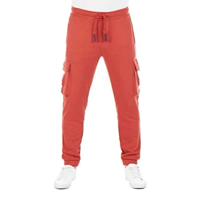 Abbildung von riverso Herren Sweathose RIVLars Trainingshose Cargo Jogger Jogginghose Sporthose Freizeithose Slim Einfarbig Baumwolle Rot M, Größe:M, Farbe:Rusty Ochre Red