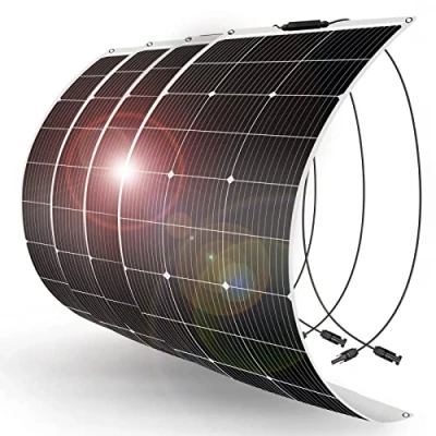 Abbildung von DOKIO 400W Solarpanel Flexibel 4 x 100W 18V Solarmodul Monokristallin für 12V Kfz Batterie, AGM, Gelbatterie ideal Wohnmobil, Camping, Gartenhaus