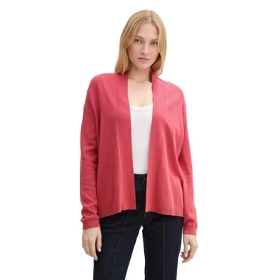 Abbildung von TOM TAILOR Damen Strickjacke mit Schalkragen, 11016 Berry Red, M