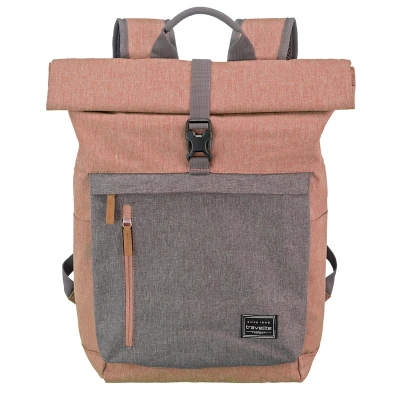 Abbildung von Travelite Basics Rollup Rucksack Rosa/Grau