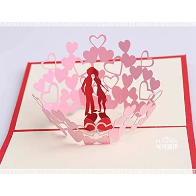 Abbildung von KUNSTIFY 3D Pop Up Karte, Grußkarte Geschenk für Freundin Jahrestag Männer Frauen Vater Mutter Paar Hochzeit Geschenke zur Liebe Liebeserklärung Hochzeitsgeschenke Herz Kuss (Love Kiss)