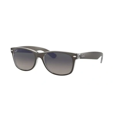 Abbildung von Ray Ban Unisex New Wayfarer Sonnenbrille, Mehrfarbig (Gestell: Gunmetal/transparent, Gläser: grau verlauf 614371), Large (Herstellergröße: 55)